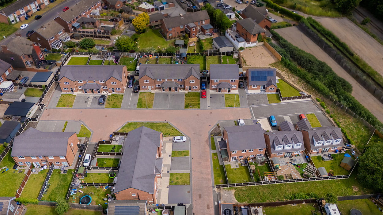 Aerial view of Orchard Croft Phase 2 development