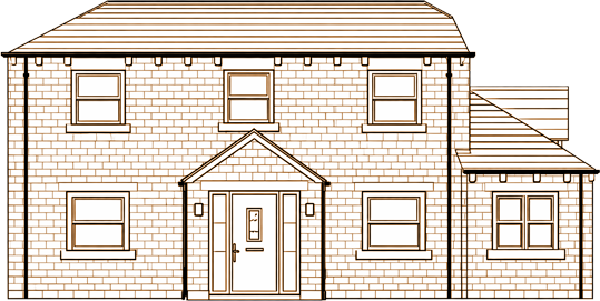 Line illustration of a two storey Gates Homes home